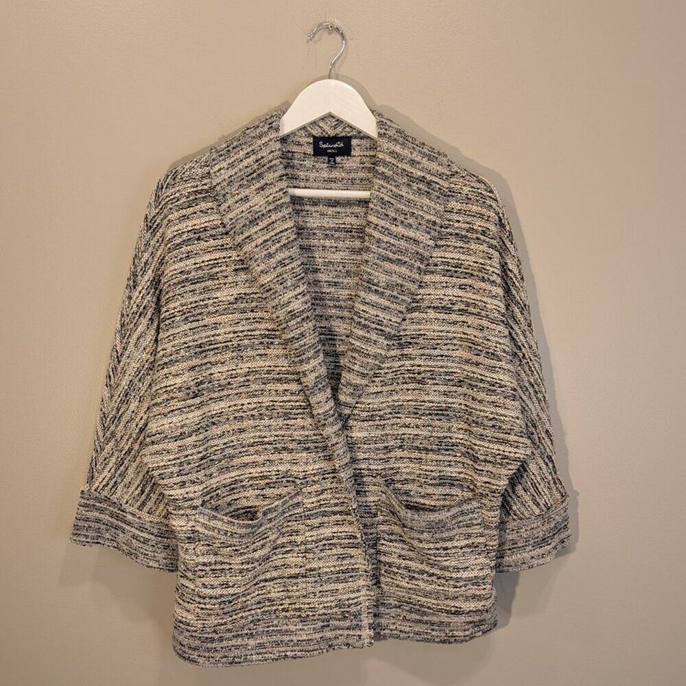 Splendid Women's Cardigan Blazer Multicolor Tweed Dolman Sleeve Pockets - Size S
